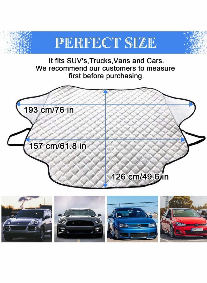 KASTWAVE غطاء شمسية السيارة لحماية الزجاج الأمامي 3 مغناطيس حماية من الأشعة فوق البنفسجية للصيف والشتاء ضد الثلج والجليد والصقيع والغبار والشمس قابل للطي والإزالة 193 * 126 سم لمعظم السيارات والشاحنات - Image 5