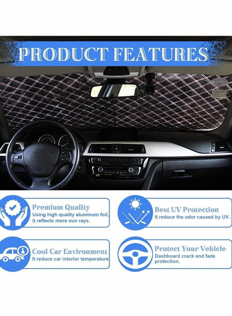 KASTWAVE غطاء شمسية السيارة لحماية الزجاج الأمامي 3 مغناطيس حماية من الأشعة فوق البنفسجية للصيف والشتاء ضد الثلج والجليد والصقيع والغبار والشمس قابل للطي والإزالة 193 * 126 سم لمعظم السيارات والشاحنات - Image 3