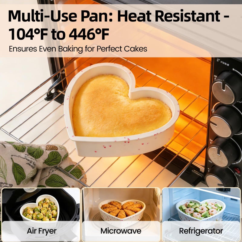 SJ 2P Silicone Heart Shaped Cake Pans, 6 Inch Nonstick Cake Pan, BPA Free Silicone Heart Cake Baking Mold for Oven Dishwasher Safe-Heartdot - Image 4
