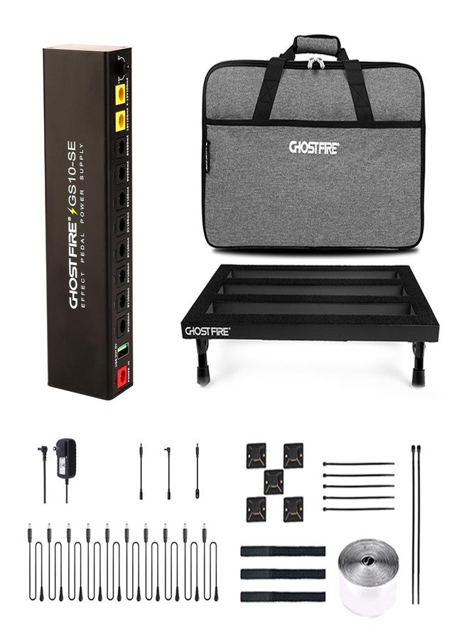 GHOSTFIRE Ghost Fire Guitar Pedal Board Aluminum Alloy 1.76lb Super light Effect Pedalboard 19.8''x11.5'' with Carry Bag,SPL-04 and Power Supply GS10-SE - Image 1