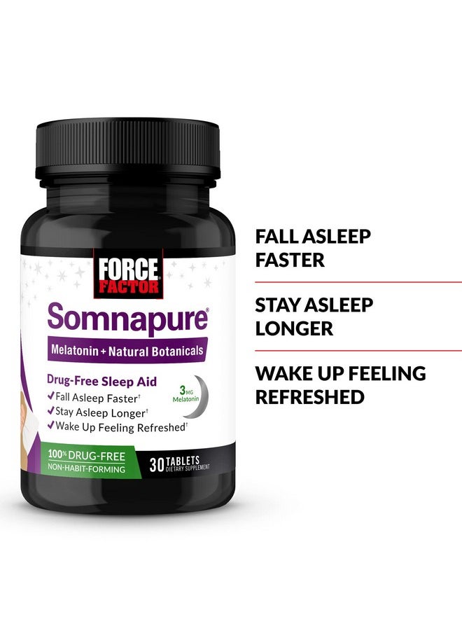 Force Factor - Force Factor Somnapure, 2-Pack, Drug-Free Sleep Aid for Adults with Melatonin, Valerian Root, and Lemon Balm, Non-Habit-Forming Sleeping Pills, Fall Asleep Faster, Wake Up Refreshed, 60 Tablets - Image 1
