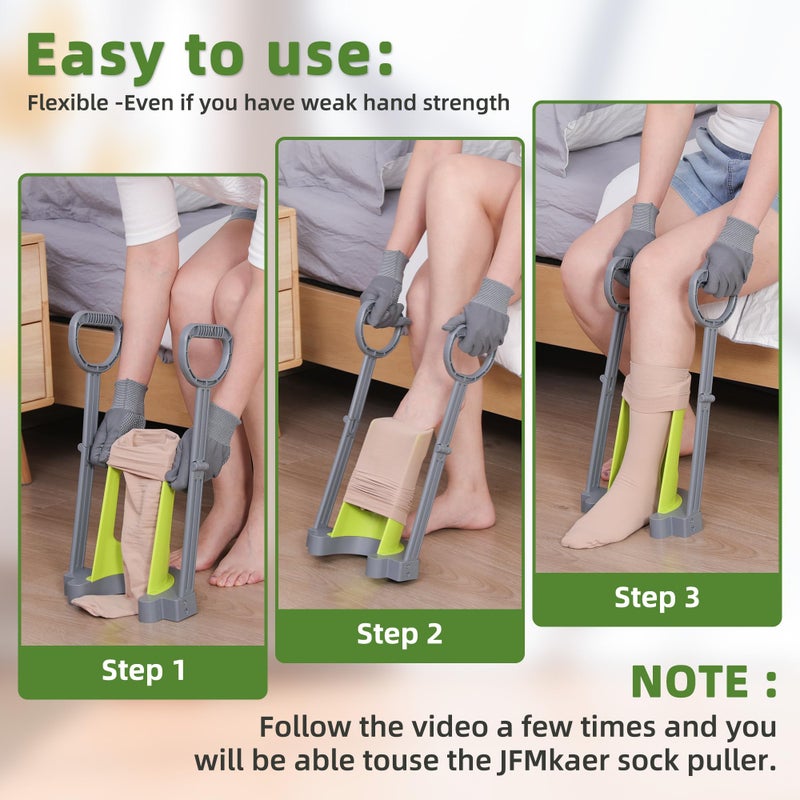 JFMkaer Compression Sock Aid Device - Sock Aids for Compression Stocking - Helper Device for Putting on Hosiery -with Replaceable Dressing Stick - Image 2