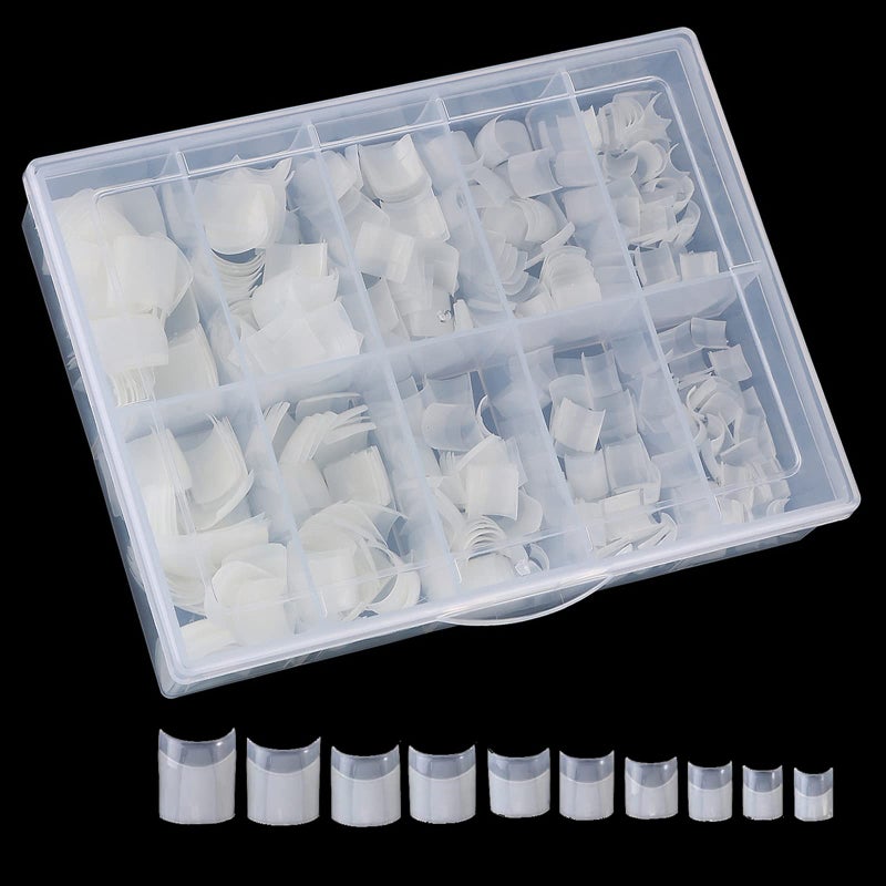 Beuniar Acrylic Natural Nail Tips 500Pcs Short French Artificial Square False Tip for Manicure with Storage Box - Image 1