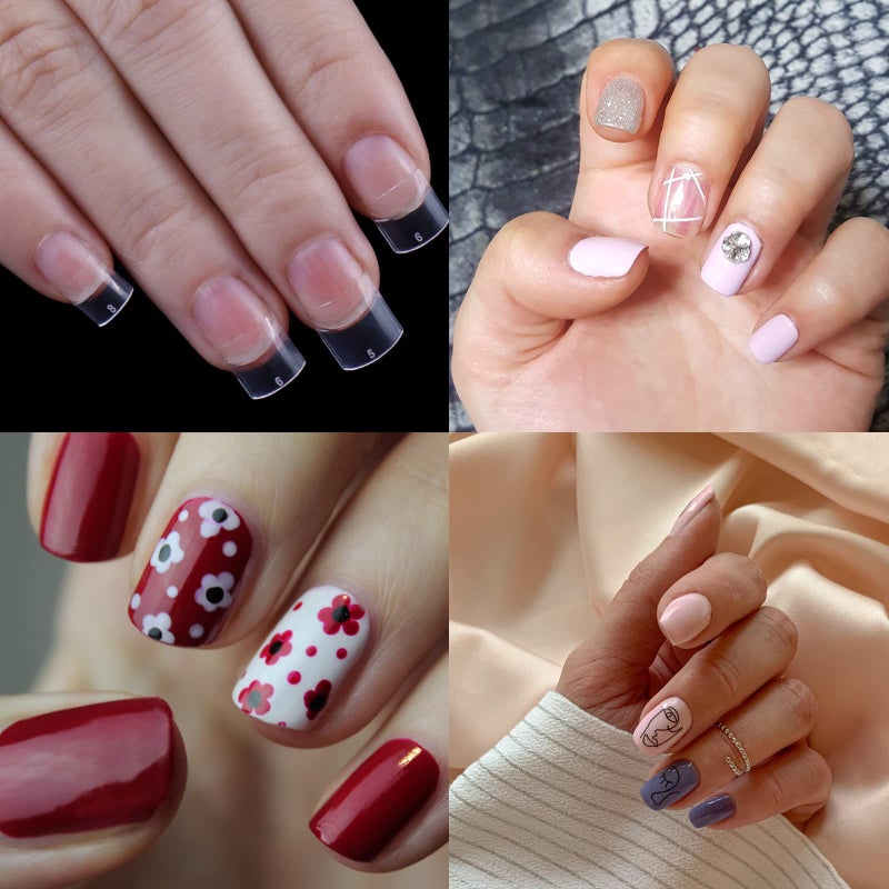 Beuniar Acrylic Natural Nail Tips 500Pcs Short French Artificial Square False Tip for Manicure with Storage Box - Image 3