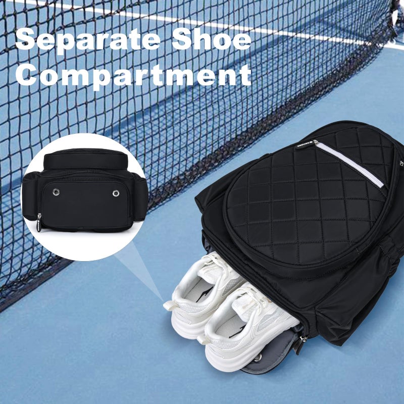 KAVIGOR Pickleball Bag, Quilted Pickleball Backpack with Shoe Compartment & Waterproof Pocket, Pickle Ball Paddle Bag Fits 2 to 4 Paddles for Women and Men - Image 5