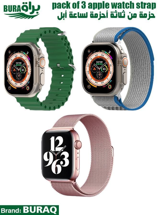 BURAQ Apple Watch Band Strap For Apple Watch Ultra 2/Ultra 49mm, Series 10 46mm, 9/8/7 45mm, SE2/SE/6/5/4 44mm, 3/2/1 42mm 
