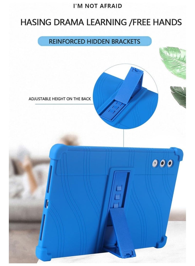 عام غلاف واقي مناسب للأطفال لـ Lenovo Yoga Tab Plus 12.7 بوصة TB-520FU (2025)، غلاف سيليكون مرن مُكثّف في الزوايا الأربع، غطاء واقٍ مقاوم للصدمات مع حامل متعدد الزوايا. - Image 2