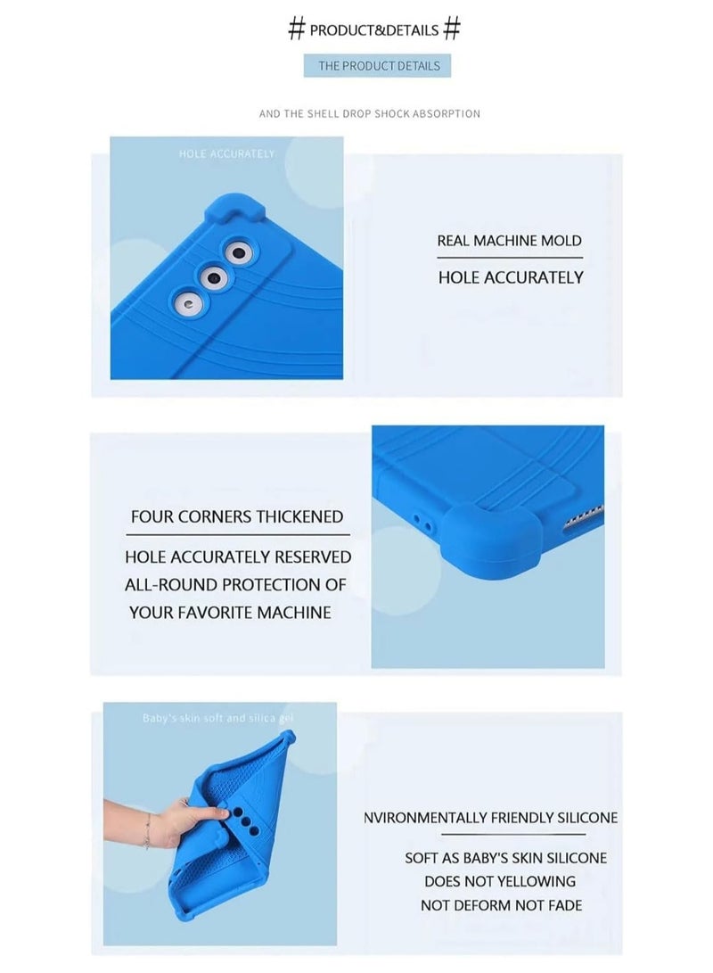 عام غلاف واقي مناسب للأطفال لـ Lenovo Yoga Tab Plus 12.7 بوصة TB-520FU (2025)، غلاف سيليكون مرن مُكثّف في الزوايا الأربع، غطاء واقٍ مقاوم للصدمات مع حامل متعدد الزوايا. - Image 3