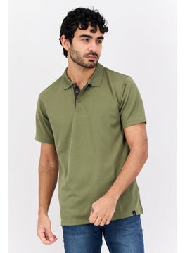 Men Regular Fit Plain Short Sleeves Polo Shirt, Olive
