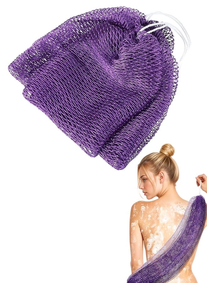 African Net Sponge, Exfoliating Body Scrubber with Handles, Premium African Net Sponge for Luxurious Bathing Experience (Purple) - Image 1