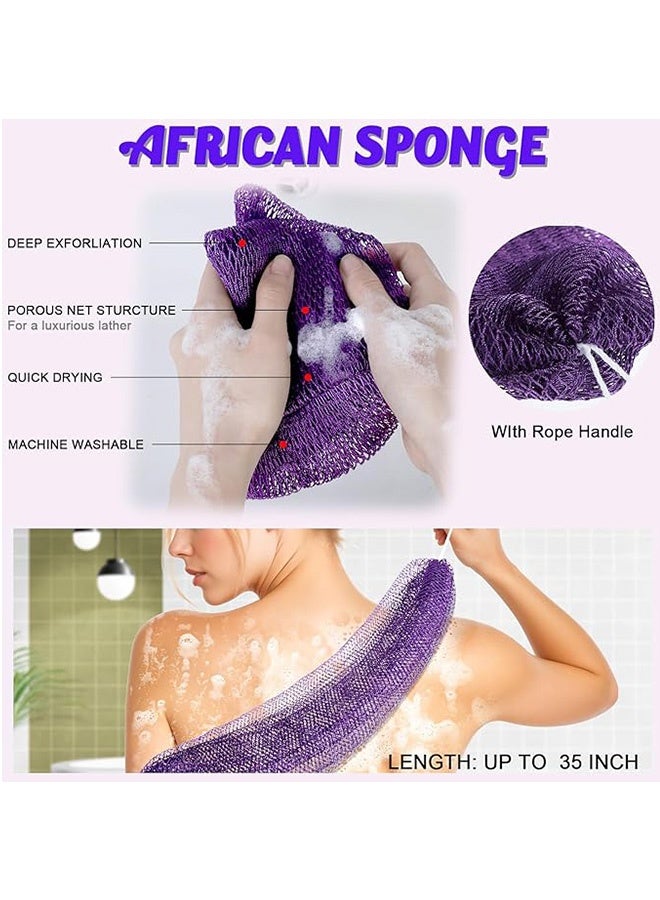 African Net Sponge, Exfoliating Body Scrubber with Handles, Premium African Net Sponge for Luxurious Bathing Experience (Purple) - Image 3