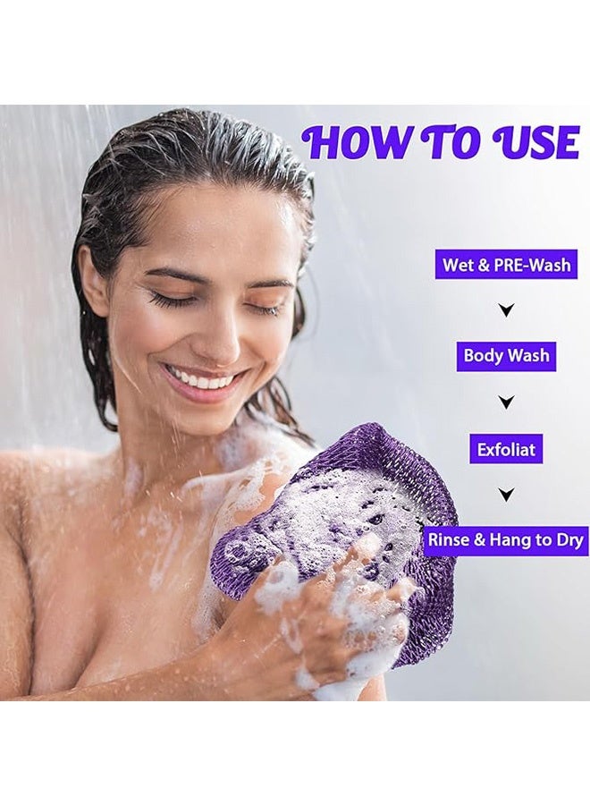 African Net Sponge, Exfoliating Body Scrubber with Handles, Premium African Net Sponge for Luxurious Bathing Experience (Purple) - Image 2