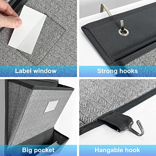Homyfort Over the Door File Organizer, Hanging File Folders, Wall Organizers and Storage for Mail, Magazine, Notebooks, Planners, Office, Classroom, 5 Extra Large Pockets, 50.39” Tall (Grey with Herringbone) - Image 4