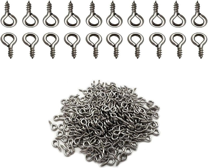 IDEALSV (304) Stainless Steel Small Screw Eye Pins Jewelry Making 5mm x 10mm Eyelet Hooks Screws Ring 300 Pcs Mini Screw Hooks - Image 1