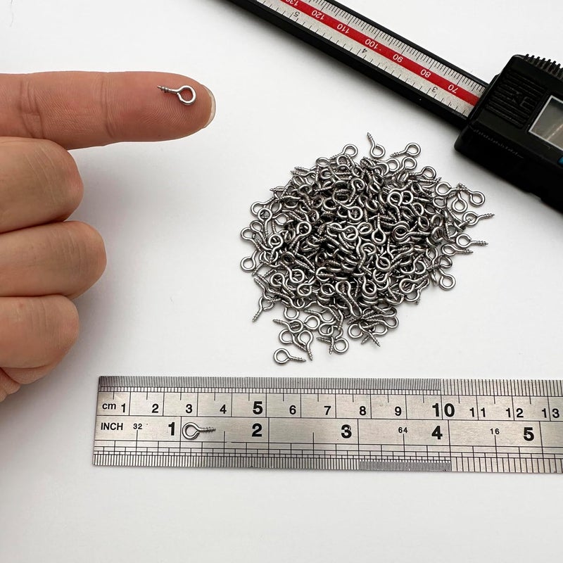 IDEALSV (304) Stainless Steel Small Screw Eye Pins Jewelry Making 5mm x 10mm Eyelet Hooks Screws Ring 300 Pcs Mini Screw Hooks - Image 2