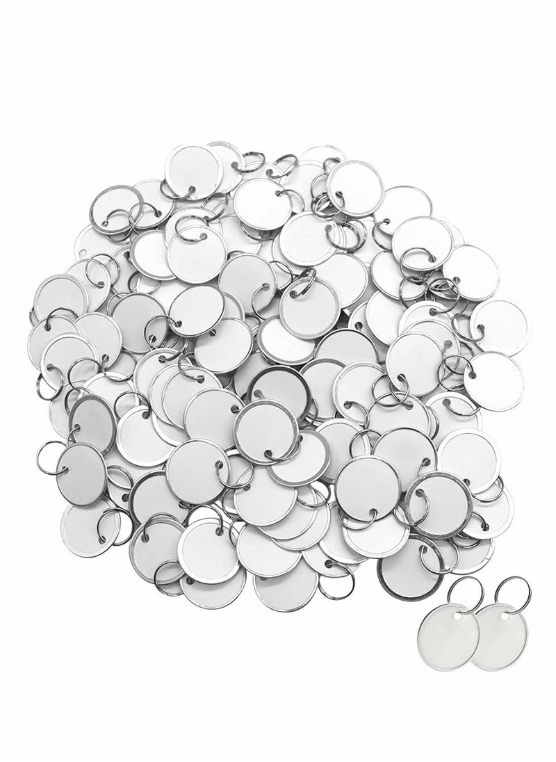 Y&D 100Pcs Metal Rim Key Tags, Blank Round Rimmed Tag Paper Tags with Split Rings,Small Coded Chain Keyring Set for Luggage,Pets,Kids Backpack,White  - Image 1