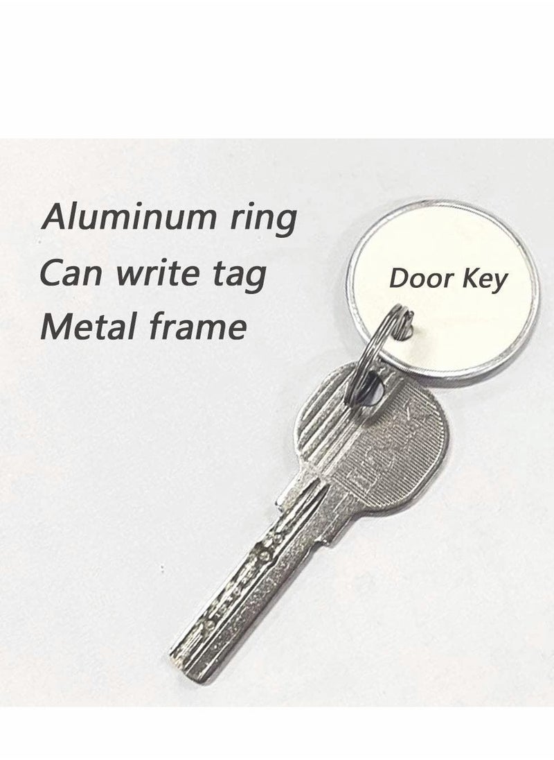 Y&D 100Pcs Metal Rim Key Tags, Blank Round Rimmed Tag Paper Tags with Split Rings,Small Coded Chain Keyring Set for Luggage,Pets,Kids Backpack,White  - Image 3