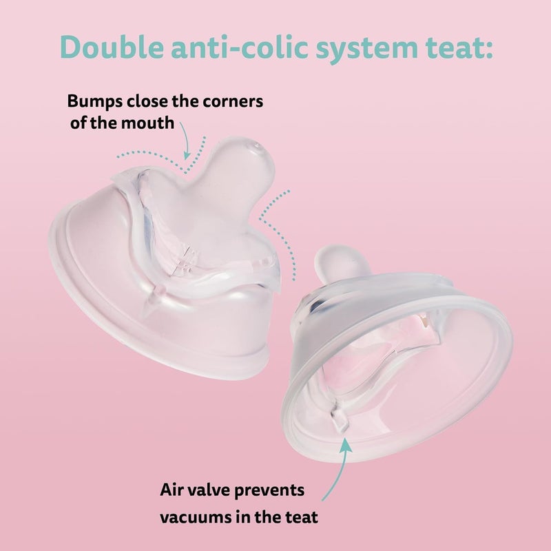 Herobility حلمات زجاجة الرضاعة السيليكونية المضادة للمغص من هيروبيلتي - حلمات على شكل ثدي - تناسب زجاجات هيروبيلتي البيئية - عبوة من 2 حجم كبير - Image 4