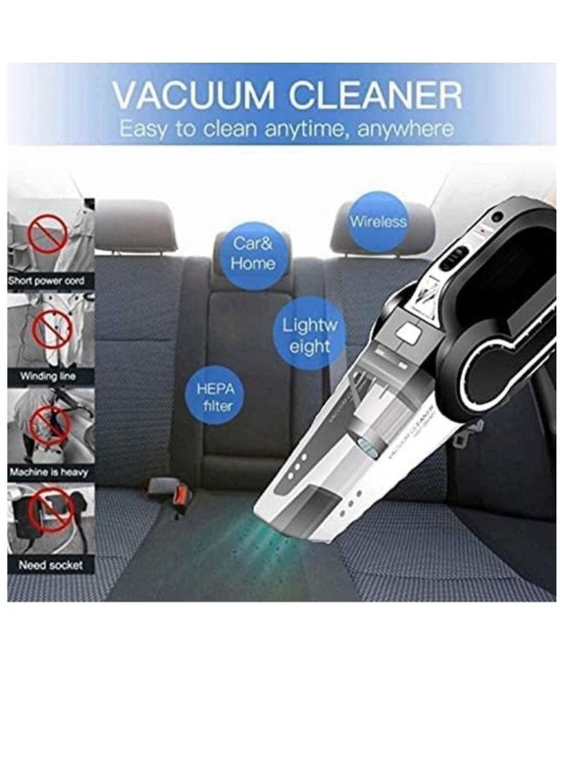 REBENUO - 4-in-1 Car Vacuum Cleaner Handheld Vacuums Multifunction Car Vacuums Cleaner with Searchlight Tire Pressure Gauge and Car Inflator 120W DC 12V Up to 6500Pa Powerful Suction for Wet and Dry - Image 1