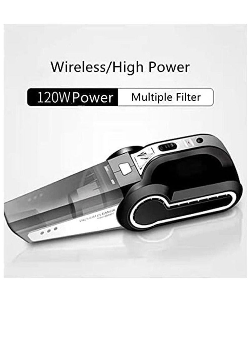 REBENUO - 4-in-1 Car Vacuum Cleaner Handheld Vacuums Multifunction Car Vacuums Cleaner with Searchlight Tire Pressure Gauge and Car Inflator 120W DC 12V Up to 6500Pa Powerful Suction for Wet and Dry - Image 1