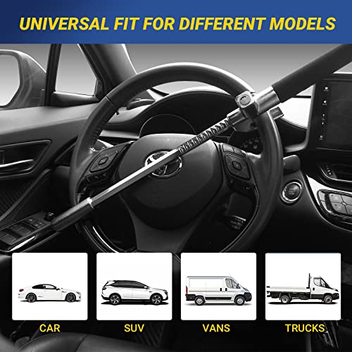 OPSOOPI Car Steering Wheel Lock, Anti Theft Car Device for Car Steering Wheel, Car Security Car Theft Prevention with 3 Keys & Safety Hammer Fit for All Cars (Black) - Image 2