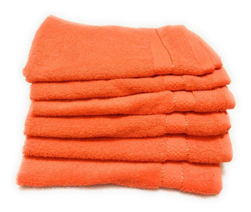 Cotton Colors Cotton Hand Towel (Pack of 6, Large Size, Orange)_D27 - Image 1