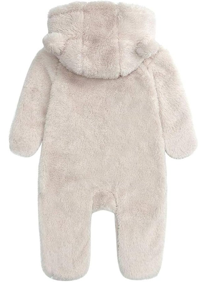 Newborn Baby Snowsuit Fleece Lined Onesie Outfits Warm Hooded Romper for Infant 3-6 months - Image 1