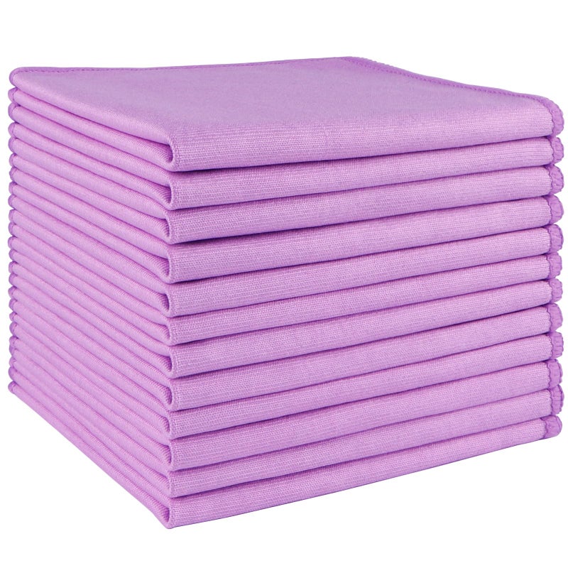 HOMEXCEL Microfiber Glass Cleaning Cloth 12 PK Lint Free Streak Free Reusable Cleaning Cloth for Cleaning Windows Glasses Mirrors Screens Stainless Steel and More Purple1212