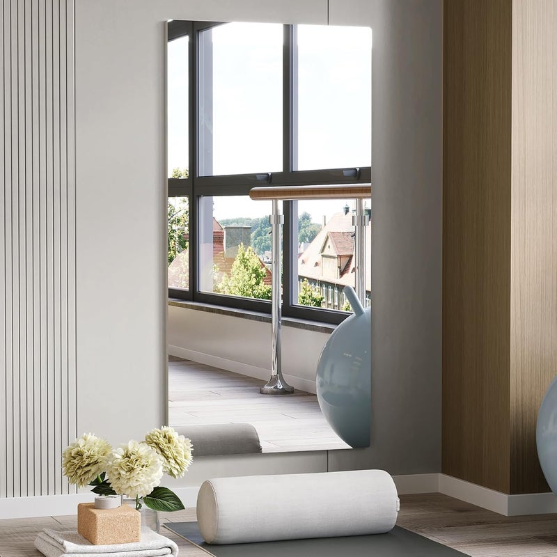 Brightify Frameless Mirror, 24x48 Inch Bathroom Mirrors for Over Sink, Large Tempered Glass Square Wall Mirror, Frameless Vanity Mirror for Gym, Yoga, Living Room, Bedroom, Entryway - Image 1