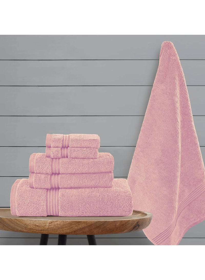 Comfy مجموعة مناشف مريحة مكونة من 6 قطع - 2 منشفة حمام، 2 منشفة يد، و4 مناشف وجه، 600 جرام لكل متر مربع من القطن الممشط بنسبة 100%، مناشف عالية الامتصاص للحمام ومنشفة الاستحمام - Image 3