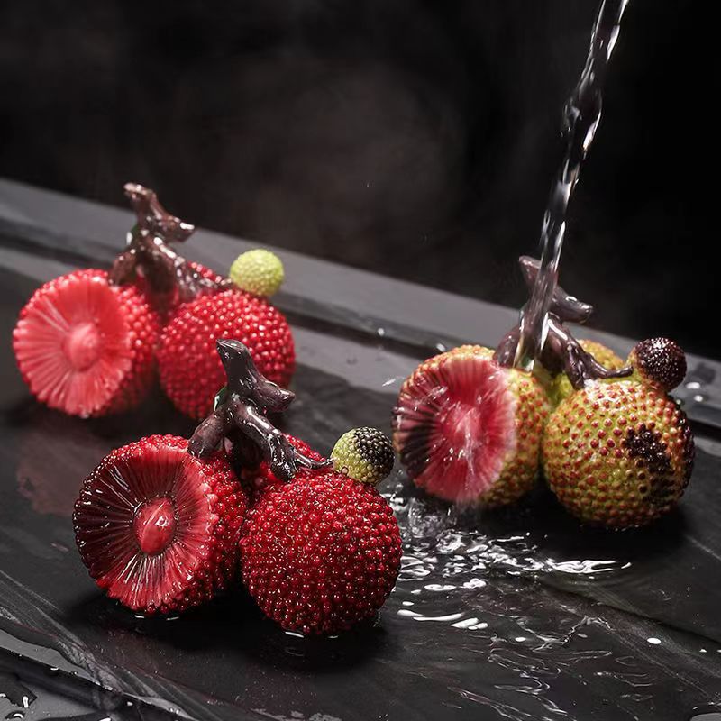 Tea Pet Figurines That Change Color, Lychee Fruit, Bayberry, Golden Toad Tea Toys, Creative Tea Table Decorations, Tea Set For Brewing Tea Around The Stove - Image 5