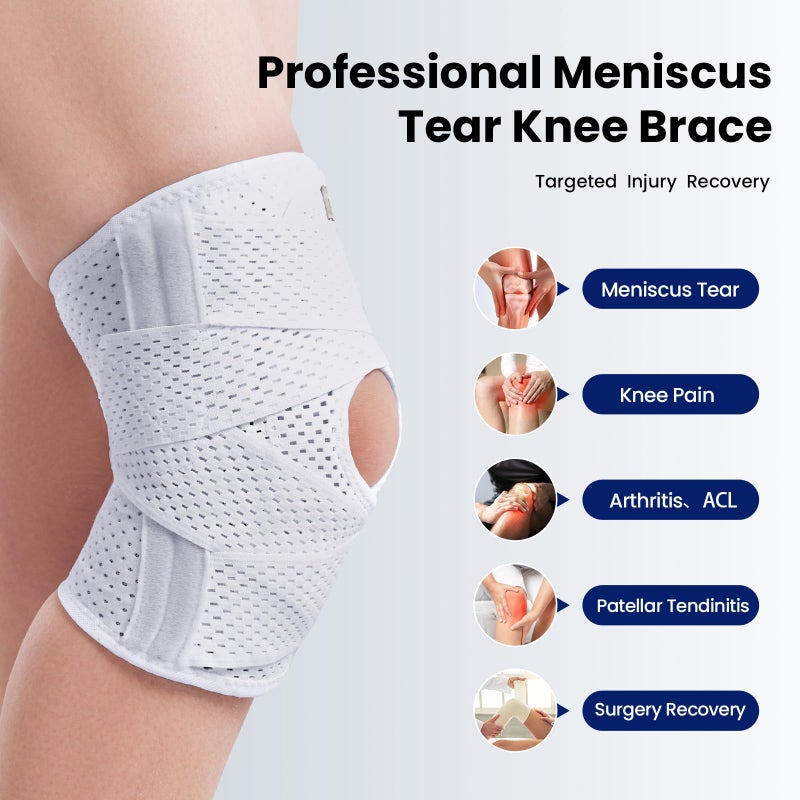 JOMVD Knee Brace for Meniscus Tear, Knee Pain,ACL, Adjustable Breathable Knee Support with Side Stabilizers for Knee Pain Arthritis Recovery Joint Support, Women and Men,Medium - Image 2