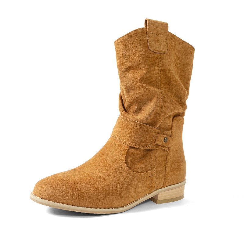Spring Festival Non-Stop Sales 2025 Autumn/Winter -Selling Low-Heeled Western Boots Size 40-43 Low-Cut Women'S Boots - Image 1