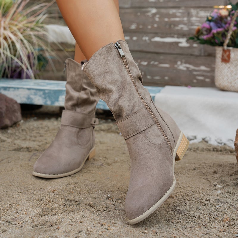 Spring Festival Non-Stop Sales 2025 Autumn/Winter -Selling Low-Heeled Western Boots Size 40-43 Low-Cut Women'S Boots - Image 3