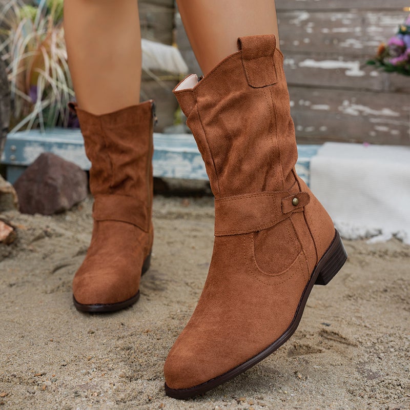 Spring Festival Non-Stop Sales 2025 Autumn/Winter -Selling Low-Heeled Western Boots Size 40-43 Low-Cut Women'S Boots - Image 5