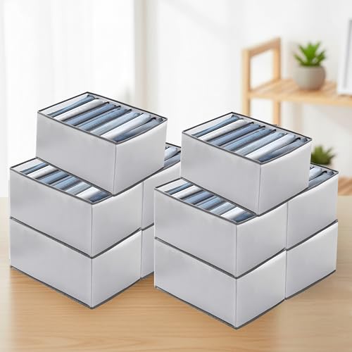 JD FRESH 7 Slot Non-Woven Fabric Clothing Storage Box/Foldable Wardrobe Organizer/Multipurpose Storage Organisers for clothes/Shirts/T-Shirts/Dress/Sweaters/Jeans (Pack of 10, White) - Image 1