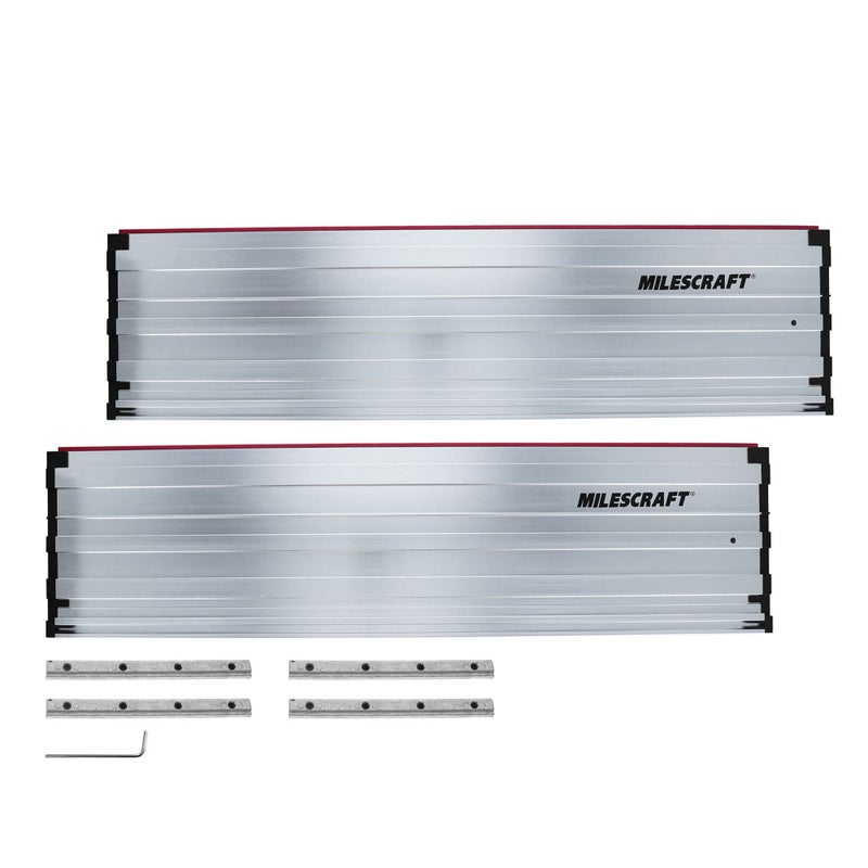 Milescraft أطوال السكك الحديدية Milescraft 1408 بطول 55 بوصة لملحقات منشار المسار Milescraft 1409 لتمديد النطاق لأكثر من 8 أقدام بناء من الألمنيوم بالكامل يتضمن 4 موصلات سكك