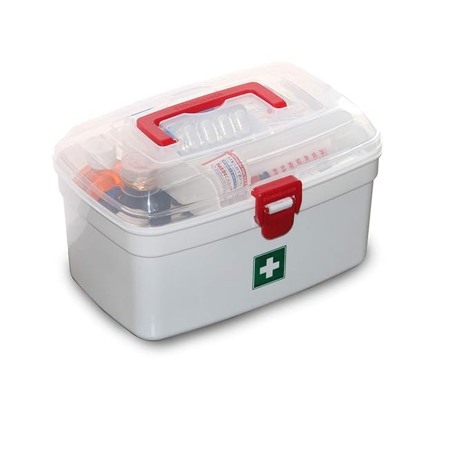 ECODEX Portable Plastic First Aid Kit Emergency Medicine Storage Box With Detachable Tray And Transparent Lid - Image 1