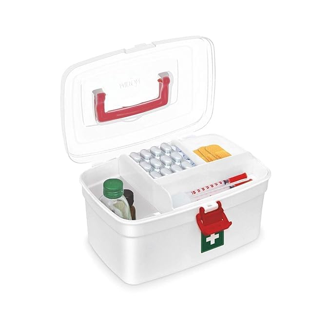 ECODEX Portable Plastic First Aid Kit Emergency Medicine Storage Box With Detachable Tray And Transparent Lid - Image 2