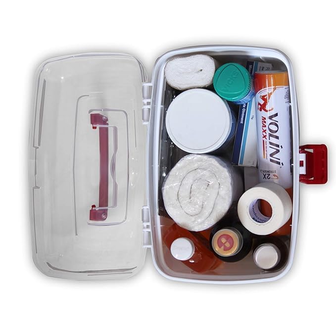 ECODEX Portable Plastic First Aid Kit Emergency Medicine Storage Box With Detachable Tray And Transparent Lid - Image 4