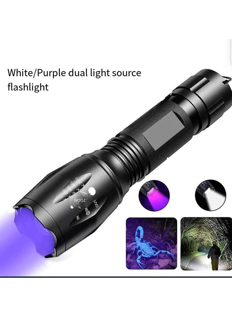 Circular aluminum dual light LED flashlight, multiple lighting modes, high performance, - Image 1