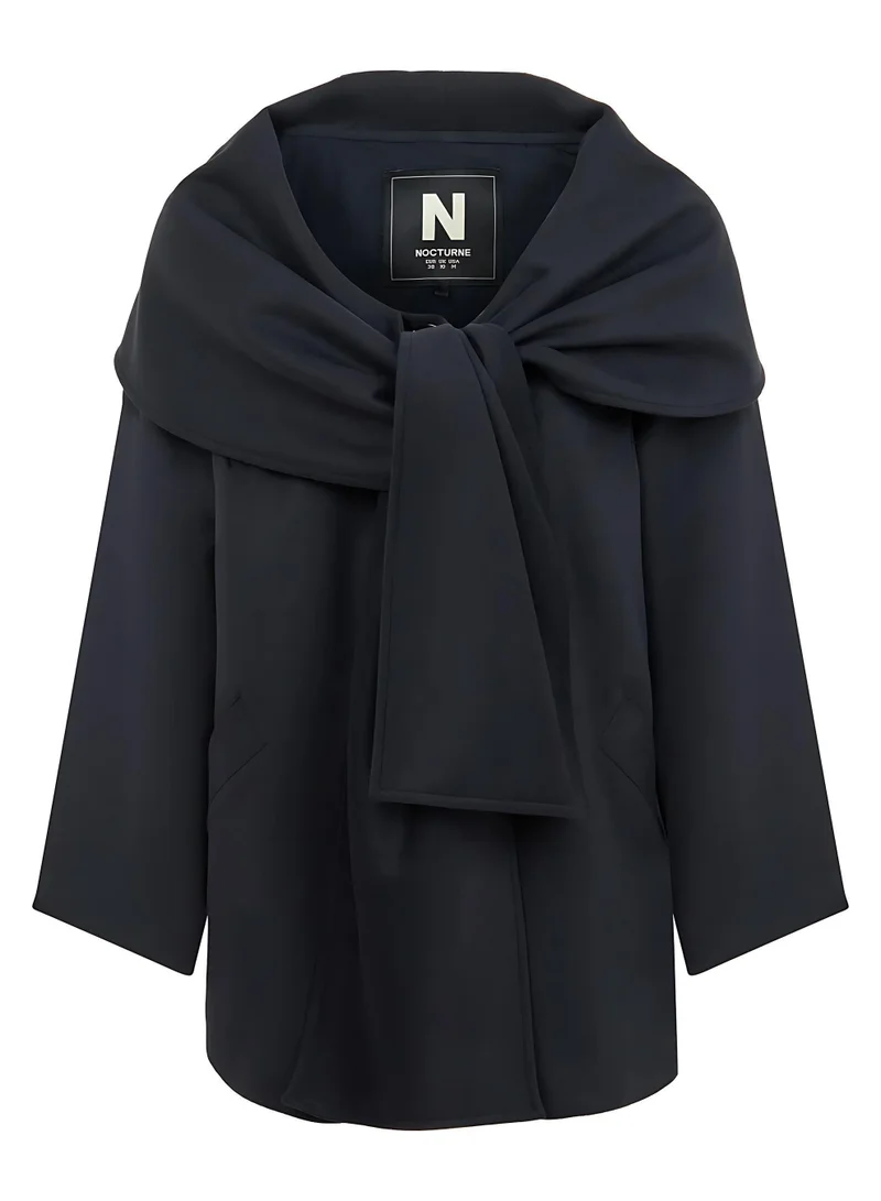 Nocturne Flowy Coat with Front Tie Detail