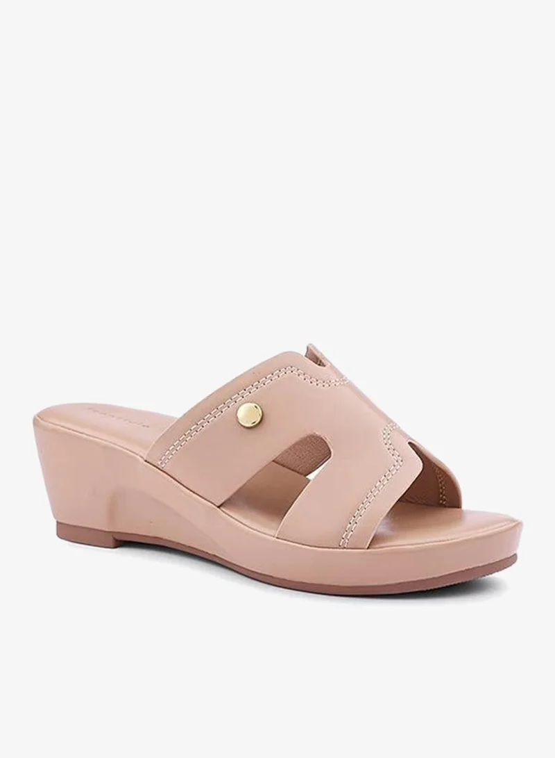Iconstyle Beige Crystal Embellished Slip-On Sandals for Women | Best Price UAE