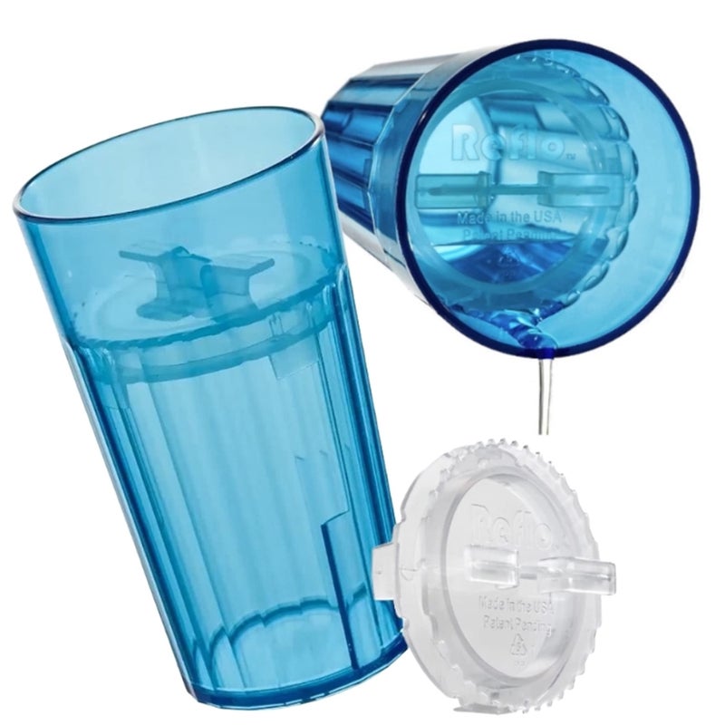 Reflo Smart Cup Bundle (Blue 2-Pack) Weaning and Self-Feeding Toddler Training Cup, Montessori Open Design, Slow-Spill 360 Rim Flow-Control, Made in USA, E-Guide via QR Code - Image 2