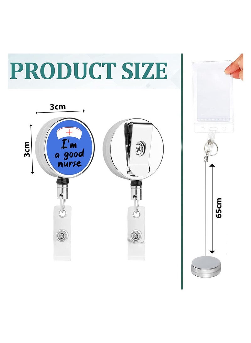 PRINTSHOP4ME Nurse Day Badge Reels Retractable - Durable Epoxy Coating and 5 Designs - Tich Button Clip and Badge Buckle - Nursing Appreciation Gifts (Design 2) - Image 3