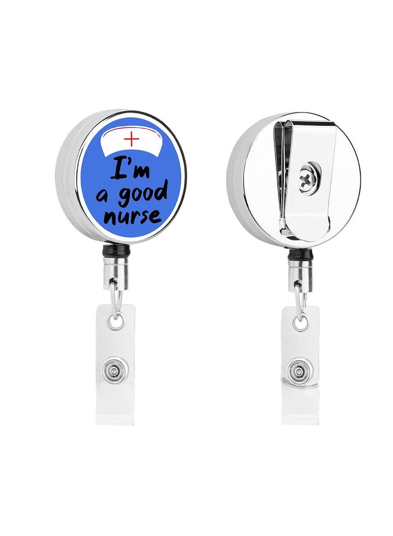 PRINTSHOP4ME Nurse Day Badge Reels Retractable - Durable Epoxy Coating and 5 Designs - Tich Button Clip and Badge Buckle - Nursing Appreciation Gifts (Design 2) - Image 1