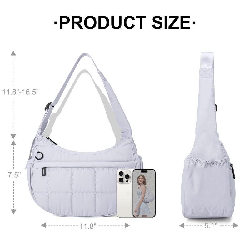 GASSDA Shoulder Bag for Women Small Puffer Purses Crescent Bag Hobo Handbags with Adjustable Strap for Daily - Image 3