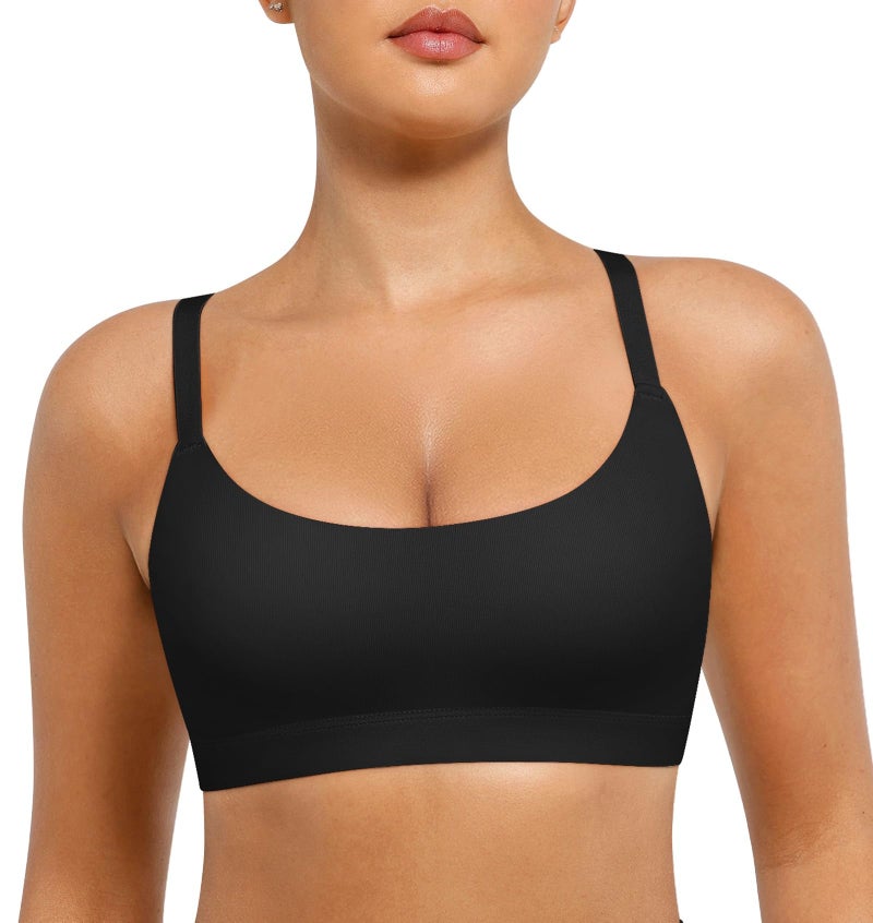 FeelinGirl Bralettes for Women Wireless Seamless Bras, No Underwire Unlined Comfort Buttery Soft Bras for Sleep, Loung, Everyday, Black, M - Image 1