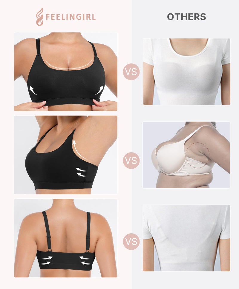 FeelinGirl Bralettes for Women Wireless Seamless Bras, No Underwire Unlined Comfort Buttery Soft Bras for Sleep, Loung, Everyday, Black, M - Image 4