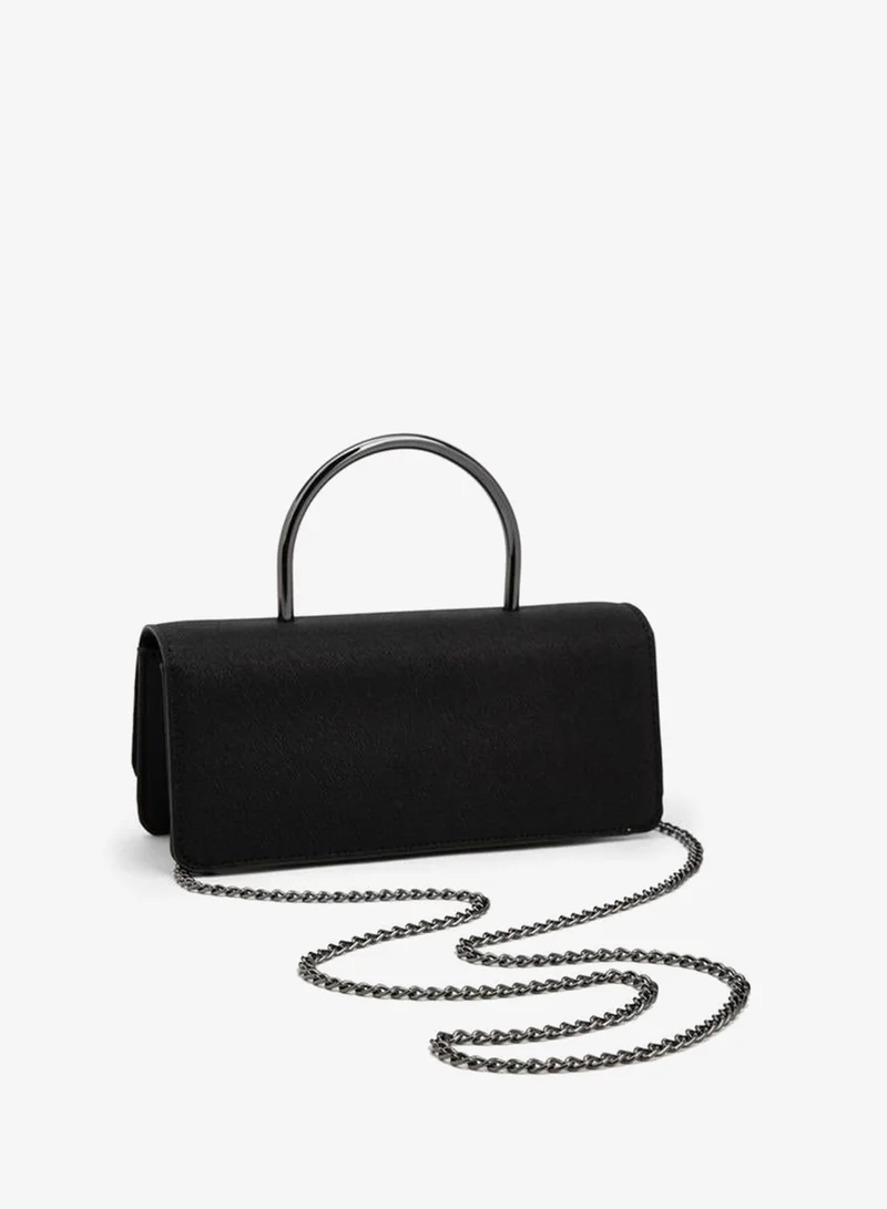 Flora Bella By Shoexpress BLACK Metallic Pu Bag With Detachable Shoulder Strap Ramadan Collection for Women | Best Price UAE